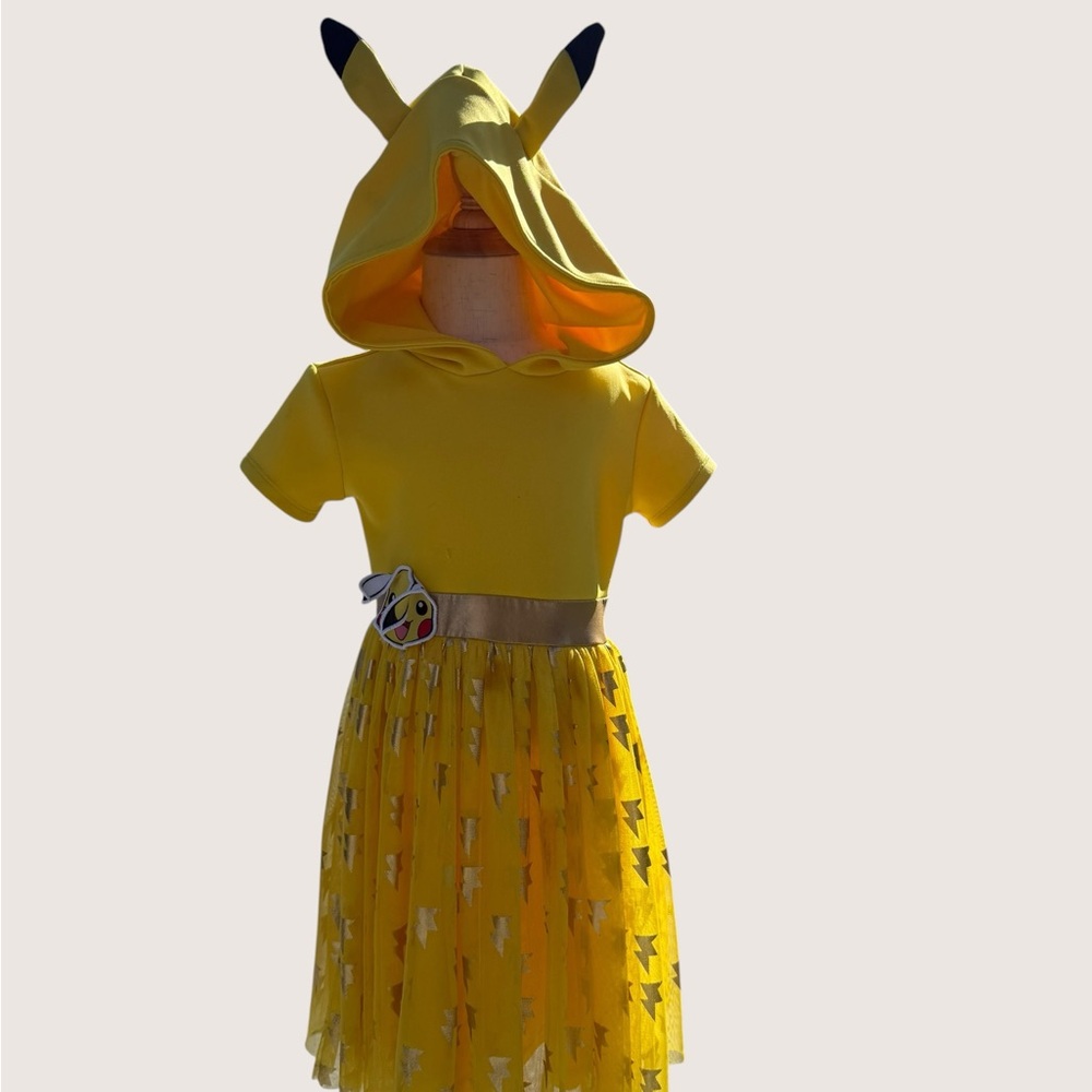 Pokemon Yellow Hooded Pikachu-Inspired Dress with Gold Waistband
